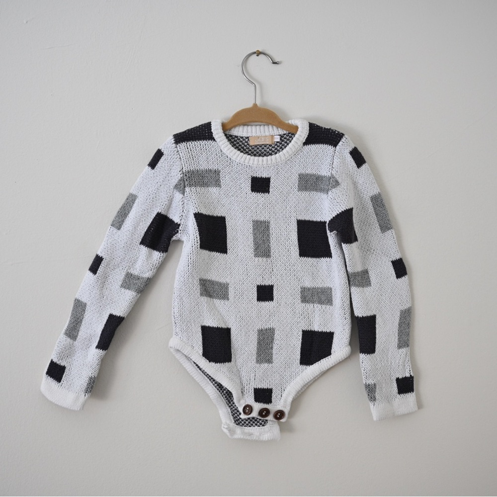 Jars Collections Unisex Boys & Girls Black and Gray Geometric Kids Onesie 18m